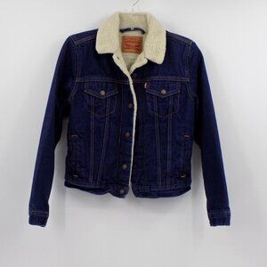 Levi's Jean Jacket Size Small Shepherd Lined Denim Dark Blue